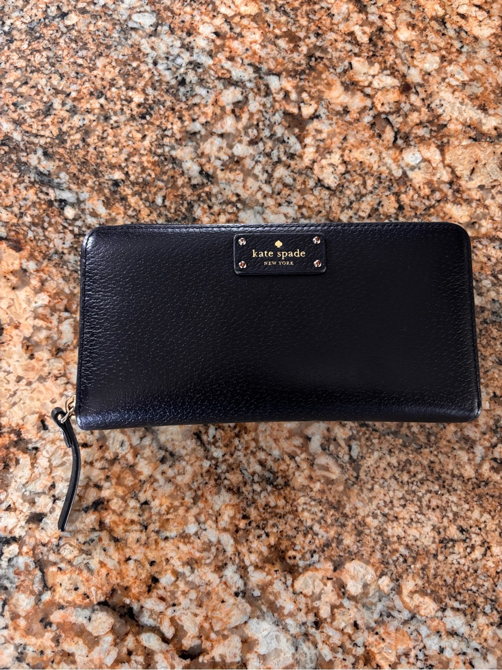 Kate Spade Black Leather Zip Wallet